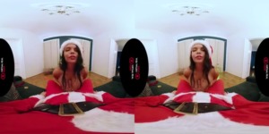 巨乳サンタ娘とバーチャルセックス、バーチャルリアルポルノの無修正VR動画